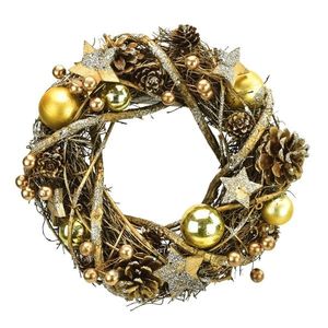 Vianočný ratanový veniec Luccia zlatá, pr. 24 cm vyobraziť