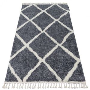Kusový shaggy koberec BERBER CROSS sivý vyobraziť