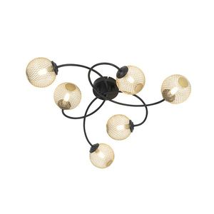 Moderné stropné svietidlo čierne so zlatými 6-svetlami - Athens Wire vyobraziť