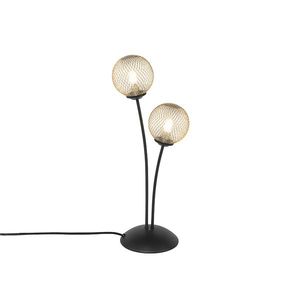 Moderná stolná lampa čierna so zlatými 2-svetlami - Athens Wire vyobraziť
