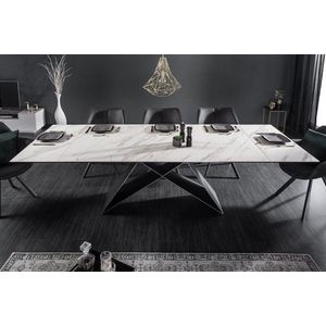 Rozkladací jedálenský stôl PROITOS Dekorhome Bielo-sivý mramor vyobraziť