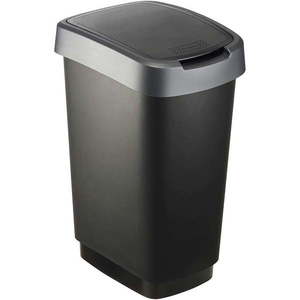 Odpadkový kôš z recyklovaného plastu v strieborno-čiernej farbe 25 l Twist - Rotho vyobraziť