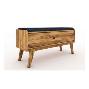 Lavica s úložným priestorom z dubového dreva s modrým sedákom Retro - The Beds vyobraziť