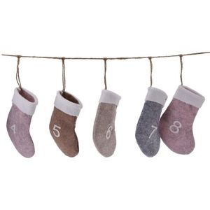Adventný kalendár girlanda Vianočné ponožky, 220 cm, ružová vyobraziť