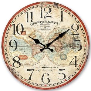 Drevené nástenné hodiny Mappemonde, pr. 34 cm vyobraziť