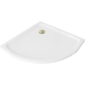 MEXEN/S - Flat sprchová vanička štvrťkruhová slim 70 x 70, biela + zlatý sifón 41107070G vyobraziť