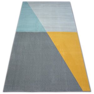 Kusový koberec SCANDI 18487/572 - trapéz šedý / zlatý / tyrkysový vyobraziť