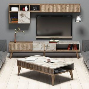 Súprava obývacieho nábytku Milan hnedá/biela vyobraziť