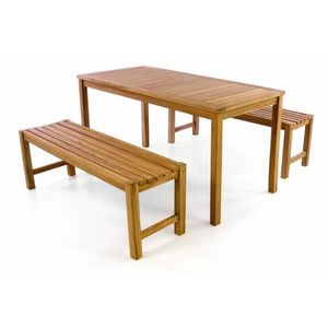 Divero 40819 Záhradný set lavíc a stola - ošetrené teakové drevo - 150 cm vyobraziť