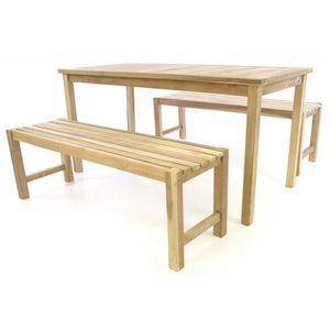 Divero 47269 Záhradný set lavíc a stola - neošetrené teakové drevo - 150 cm vyobraziť