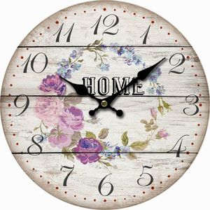 Drevené nástenné hodiny Home and flowers, pr. 34 cm vyobraziť