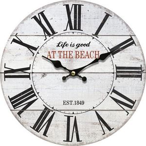 Drevené nástenné hodiny At the beach, pr. 34 cm vyobraziť