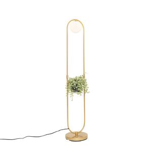 Stojacia lampa Art Deco zlatá s bielym sklom - Isabella vyobraziť