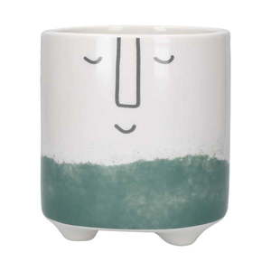 Bielo-zelený keramický hrniec Kitchen Craft Happy Face vyobraziť