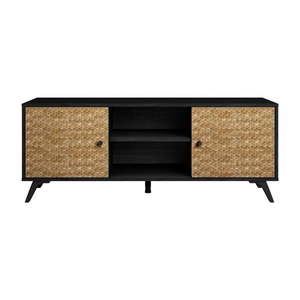 Čierny TV stolík v dekore exotického dreva 136x53 cm Hanoi - Marckeric vyobraziť