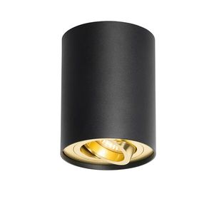 Stropné bodové svietidlo čierne so zlatým otočným a sklopným - Rondoo hore vyobraziť