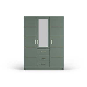 Zelená šatníková skriňa so zrkadlom 147x200 cm Burren - Cosmopolitan Design vyobraziť