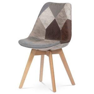 Sconto Jedálenská stolička ADERYN sivá/hnedá, patchwork vyobraziť