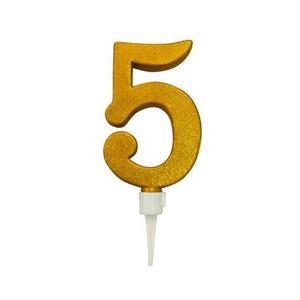 TORO Tortová sviečka číslica "5" TORO zapichovacia 16cm zlatá vyobraziť
