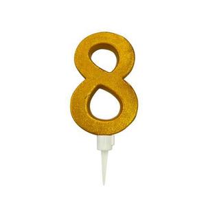 TORO Tortová sviečka číslica "8" TORO zapichovacia 16cm zlatá vyobraziť