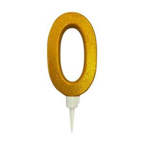 TORO Tortová sviečka číslica "0" TORO zapichovacia 16cm zlatá vyobraziť