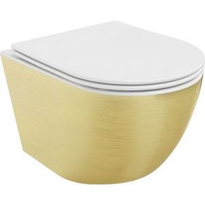 MEXEN - Lena Závesná WC misa vrátane sedátka s slow-slim, duroplast, biela/zlatá vzor línia 30224007 vyobraziť
