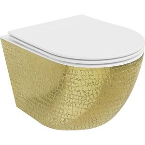 MEXEN - Lena Závesná WC misa vrátane sedátka s slow-slim, duroplast, biela/zlatá so vzorom 30224008 vyobraziť