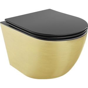 MEXEN - Lena Závesná WC misa vrátane sedátka s slow-slim, duroplast, čierna mat / zlatý vzor 30224077 vyobraziť
