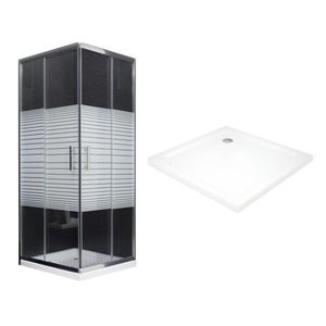MEXEN/S - Rio Sprchovací kút štvorcový 70x70, transparent / dekor, chróm + vanička so sifónom 860-070-070-01-20-4010 vyobraziť