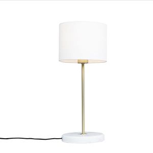 Mosadzná stolová lampa s bielym tienidlom 20 cm - Kaso vyobraziť