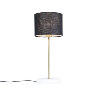 Mosadzná stolová lampa s čiernym tienidlom 20 cm - Kaso vyobraziť