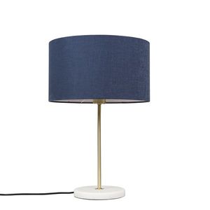 Mosadzná stolová lampa s modrým tienidlom 35 cm - Kaso vyobraziť