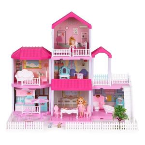 Veľký domček pre bábiky VILLA s nábytkom ružový vyobraziť