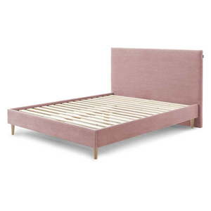 Ružová menčestrová dvojlôžková posteľ Bobochic Paris Anja Light, 180 x 200 cm vyobraziť