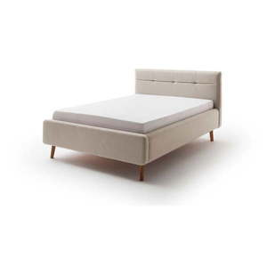 Béžová čalúnená dvojlôžková posteľ s úložným priestorom s roštom 140x200 cm Lotte - Meise Möbel vyobraziť