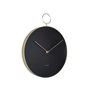 Čierne kovové nástenné hodiny Karlsson Hook, ø 34 cm vyobraziť