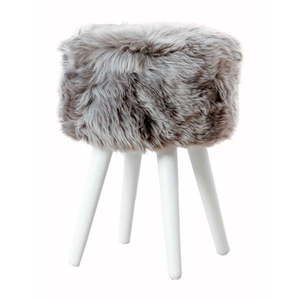 Stolička so sivým sedákom z ovčej kožušiny Native Natural White, ⌀ 30 cm vyobraziť