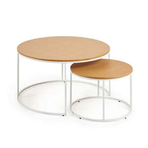 Okrúhle konferenčné stolíky v súprave 2 ks s doskou v dubovom dekore ø 80 cm Yona - Kave Home vyobraziť