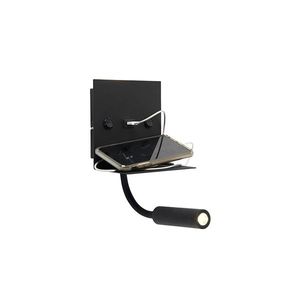Moderné nástenné svietidlo USB čierne s ohybným ramenom - Duppio vyobraziť