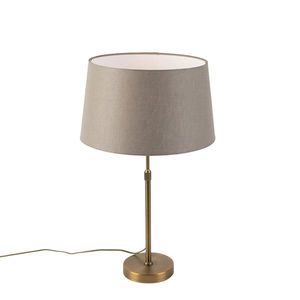 Bronzová stolová lampa s ľanovým tienidlom taupe 35cm - Parte vyobraziť