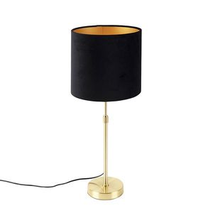 Stolová lampa zlatá / mosadz s čiernym zamatovým odtieňom 25 cm - Parte vyobraziť