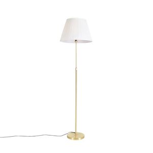 Stojacia lampa zlatá / mosadz so skladaným odtieňom krémová 45 cm - Parte vyobraziť