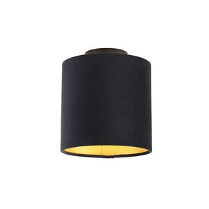 Stropná lampa s velúrovým tienidlom čierna so zlatou 20 cm - čierna Combi vyobraziť