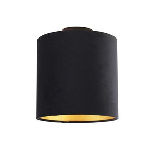 Stropná lampa s velúrovým tienidlom čierna so zlatom 25 cm - čierna Combi vyobraziť
