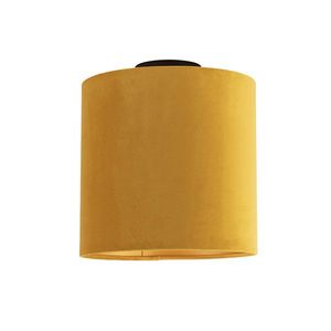 Stropné svietidlo s velúrovým odtieňom okrové so zlatom 25 cm - čierna Combi vyobraziť