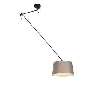 Závesná lampa s ľanovým tienidlom taupe 35 cm - Blitz I čierna vyobraziť