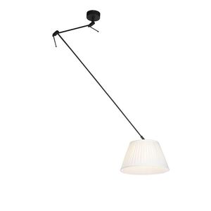 Závesná lampa s nariaseným tienidlom 35cm krémová - Blitz I čierna vyobraziť