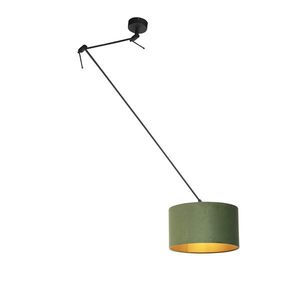 Závesná lampa s velúrovým odtieňom zelená so zlatou 35 cm - Blitz I čierna vyobraziť