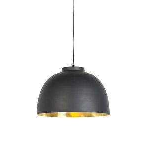 Závesná lampa čierna s mosadzným vnútrom 40 cm - Hoodi vyobraziť