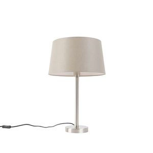 Moderná stolová lampa oceľová s tupým odtieňom 35 cm - Simplo vyobraziť